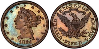 1884 $5 J-1736 PR65BN
