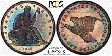 1838 $1 J-84, Gobrecht Restrike PR65