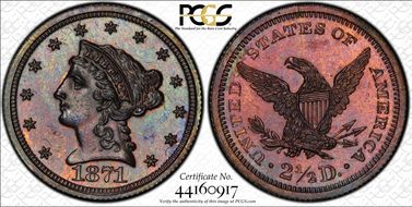 1871 $2.50 J-1164 PR64BN