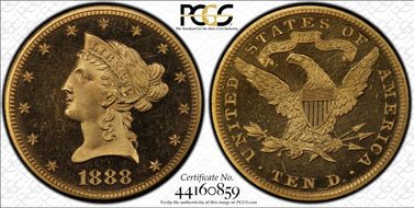 1888 $10 PR64DCAM