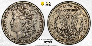 1879-S $1 VAM 50, Rev. of 1878 VF30