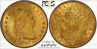 1798/7 $10 9X4 Stars MS62+ 
