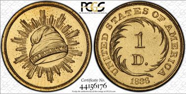 1836 $1 J-70 Gilt PR64