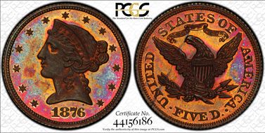 1876 $5 J-1484 PR65RB