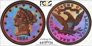 1884 $10 J-1737 PR66RB