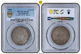 1840 1/2 Cr S-3887 W.W. incuse AU53