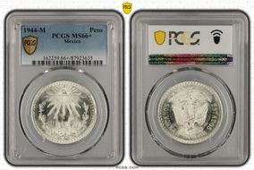 1944-M Peso KM-455 Ag MS66+