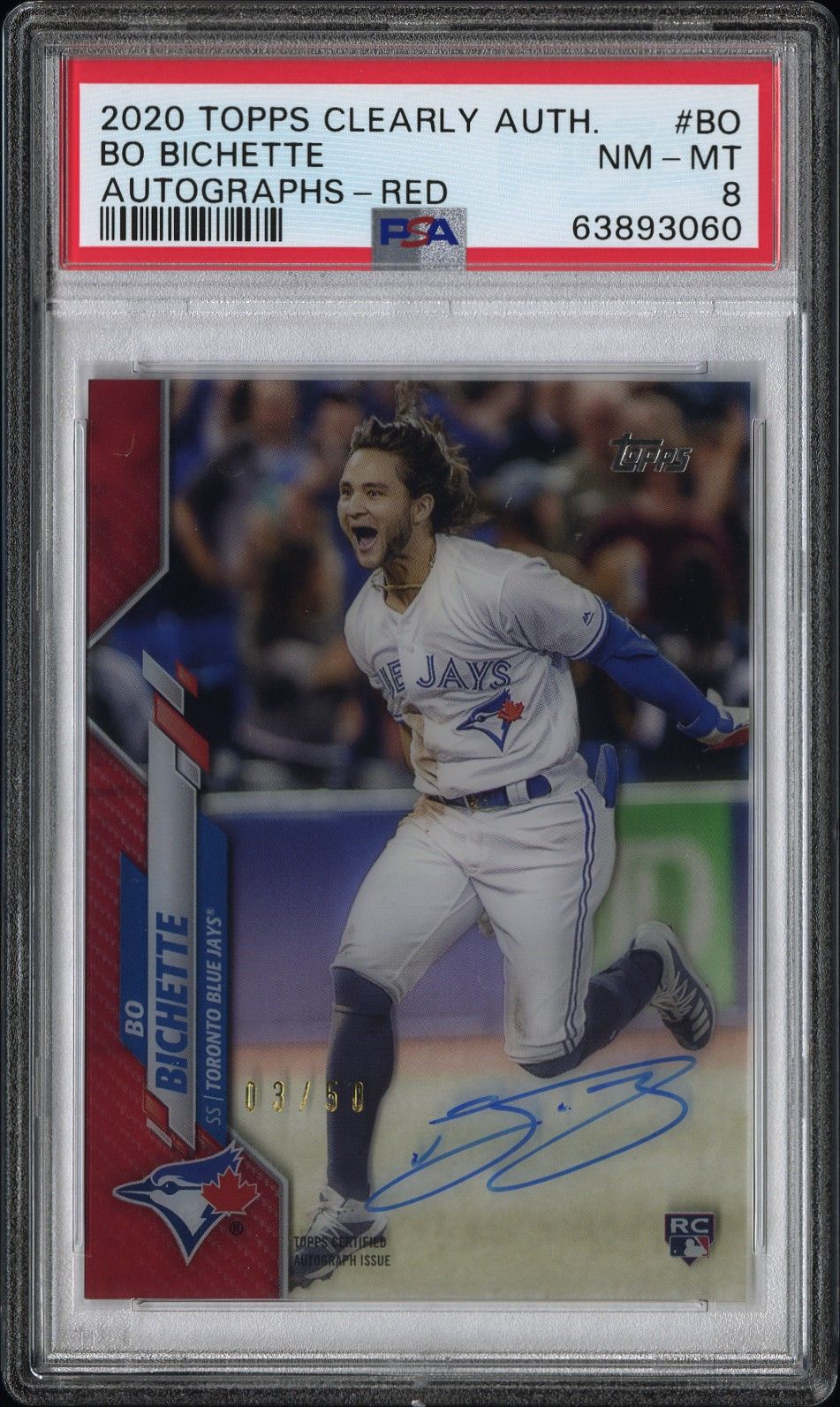 2020 Topps TOPPS CLEARLY AUTHENTIC AUTOGRAPHS RED #BO Bo Bichette front