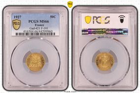 1927 50C Gad-421 F-191 MS66