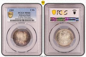 1905 2 Mk J-169a Thin Rim MS66