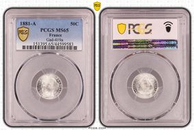 1881-A 50C Gad-419a F-189 MS65