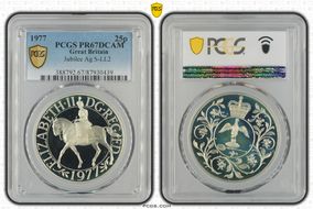 1977 25p Jubilee Ag S-LL2 PR67DCAM