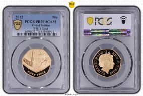 2012 50p S-H18 Gold PR70DCAM
