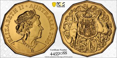 2020-M 50C ANDA Money Expo Gilt Privy Mark MS69