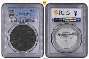 1939 Medal Reich Party Day Zn Matte MS62