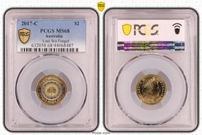 2017-C $2 Lest We Forget Colorized MS68