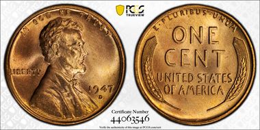 1947-D 1C MS67RD