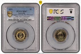 2021 $2 Wiggles-Dorothy the Dinosaur 30th Ann. Colorized MS67