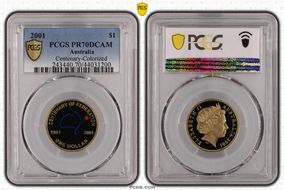 2001 $1 Centenary-Colorized PR70DCAM