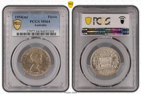 1954(m) Florin KM-54  Ag MS64