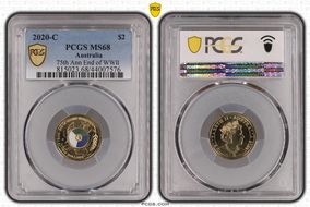 2020-C $2 75th Ann End of WWII Colorized MS68