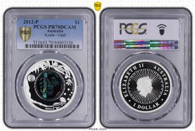 2012-P $1 Koala Ag-Opal PR70DCAM