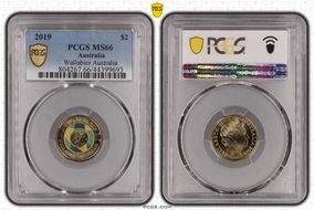 2019 $2 Wallabies Australia Colorized MS66