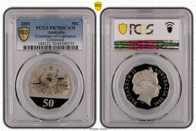 2001 50C Centenary of Federation Colorized PR70DCAM