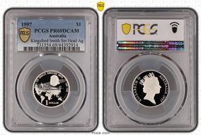 1997 $1 Kingsford Smith Sm Head Ag PR69DCAM