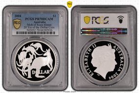 2004 $1 Mob of Roos 40mm 20 Yrs of the Dollar Coin PR70DCAM