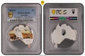 2012-P $1 Kookaburra - Map Colorized MS70