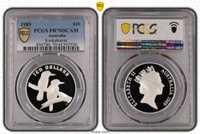 1989 $10 Kookaburras KM-133  Ag PR70DCAM