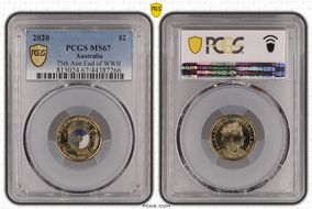 2020 $2 75th Ann End of WWII Colorized MS67