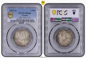 1913-A 2 Mk 25th Year J-111 MS66