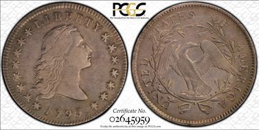 1795 $1 Flowing Hair, 2 Leaves VF35