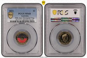 2021 $2 50th Ann Aboriginal Flag Colorized MS68