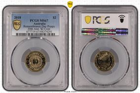 2018 $2 Remembrance Day Poppy 30th Ann. $2 Coin MS67