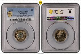 2018 $2 Remembrance Day Rosemary 30th Ann. $2 Coin Colorized MS67