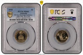 2018 $2 50 Yrs Decimal Currency 30th Ann. $2 Coin MS68