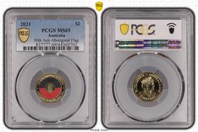 2021 $2 50th Ann Aboriginal Flag Colorized MS69