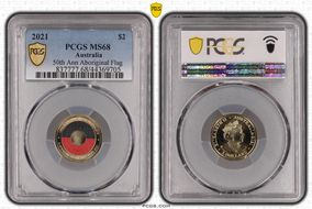 2021 $2 50th Ann Aboriginal Flag Colorized MS68