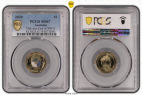 2020 $2 75th Ann End of WWII Colorized MS67