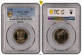 2014 $1 100 Years of Anzac MS66