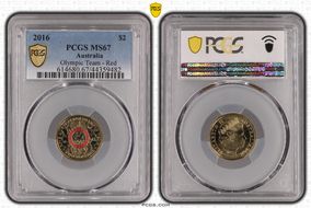 2016 $2 Olympic Team - Red Colorized MS67