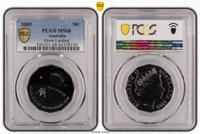 2009 50C Moon Landing Colorized MS68