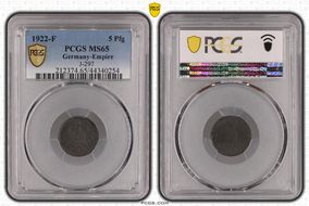 1922-F 5 Pfg J-297 MS65