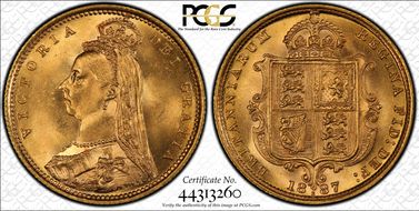 1887-S 1/2 Sov S-3871 Spread JEB MS65