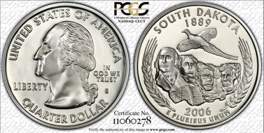 2006-S 25C South Dakota Silver PR70DCAM