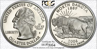 2006-S 25C North Dakota Silver PR70DCAM