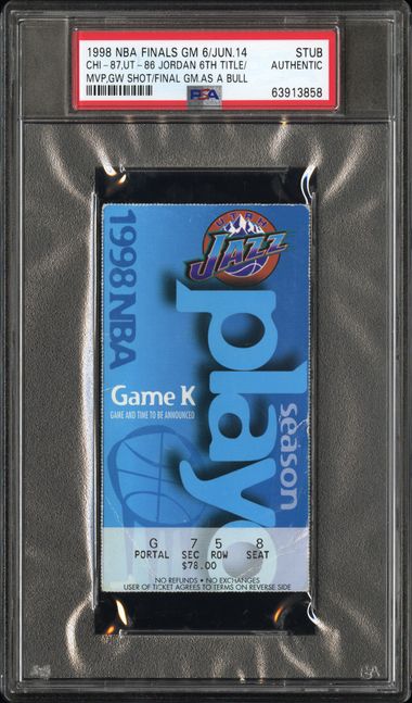 Jordan 6th Title/MVP,GW Shot/Final Gm.As A Bull (Utah Gm.K) slab